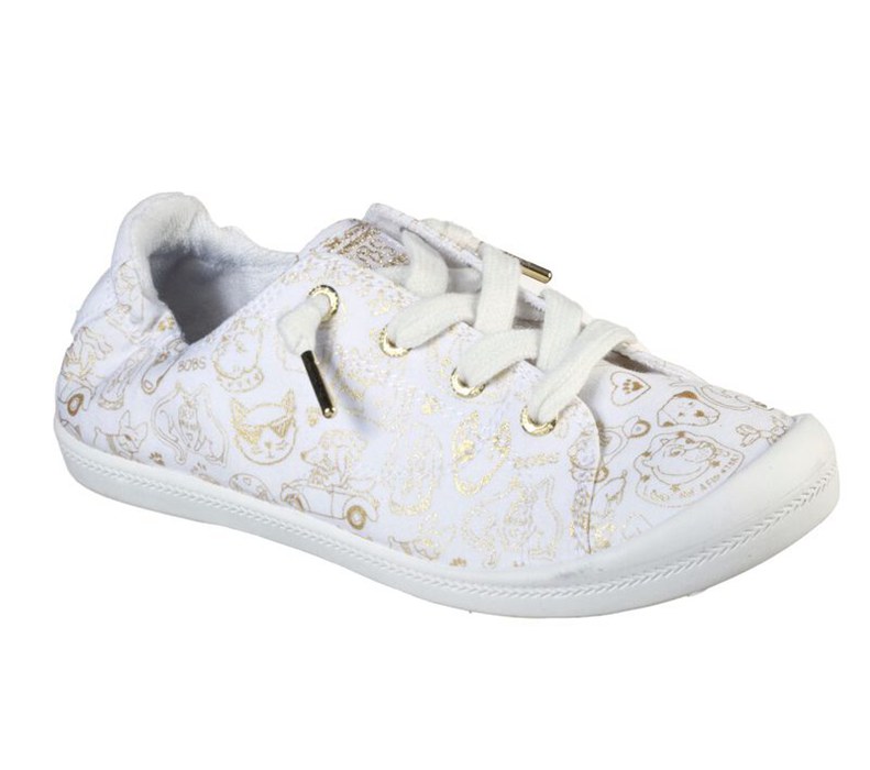 Skechers Bobs Beach Bingo - Dream Team - Womens Slip On Shoes White/Gold [AU-BH8462]